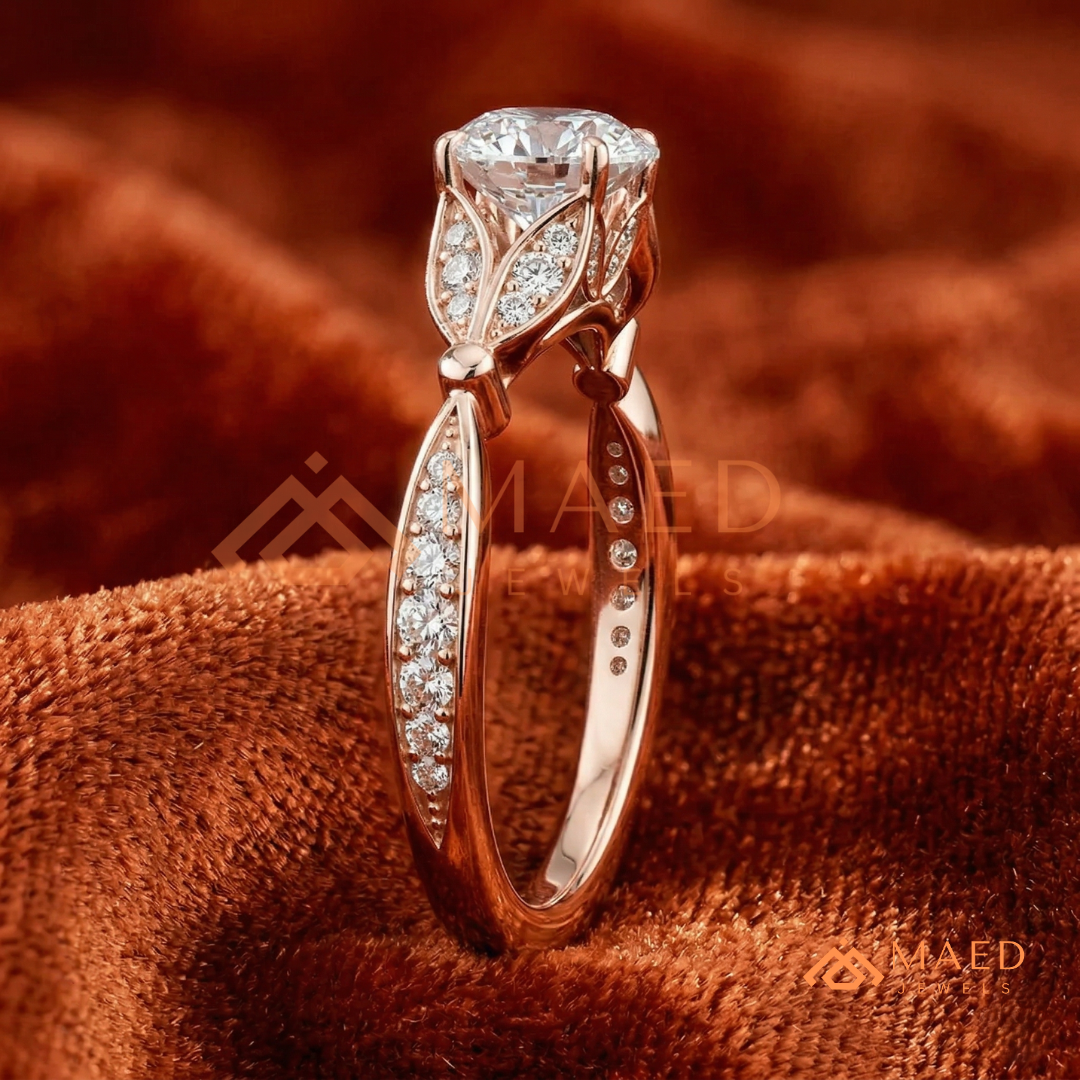 The Grace Radiant Cut Solitaire Engagement Ring with Pave Twist Band in Silver, 14K Gold & 14K Rose Gold