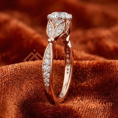 The Grace Radiant Cut Solitaire Engagement Ring with Pave Twist Band in Silver, 14K Gold & 14K Rose Gold