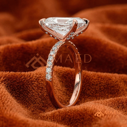 Radiant Cut Diamond Hidden Halo Engagement Ring in 14K Gold, Rose Gold & Silver