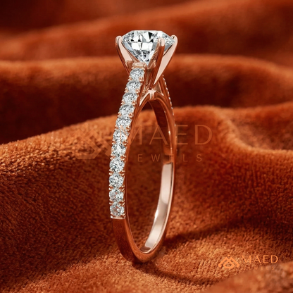 Classic Marquise [Gemstone Type] Solitaire Accent Ring in 14K Yellow Gold, Rose Gold & Silver