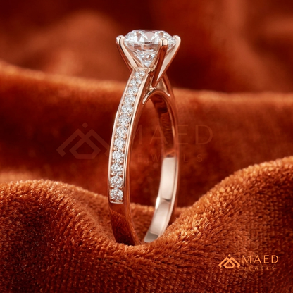Elegant Oval-Cut Solitaire Engagement Ring with Pavé Band
