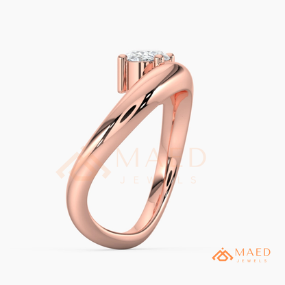 Sculptural Wave East-West Oval Engagement Ring in Silver, 14K Gold & Rose Gold