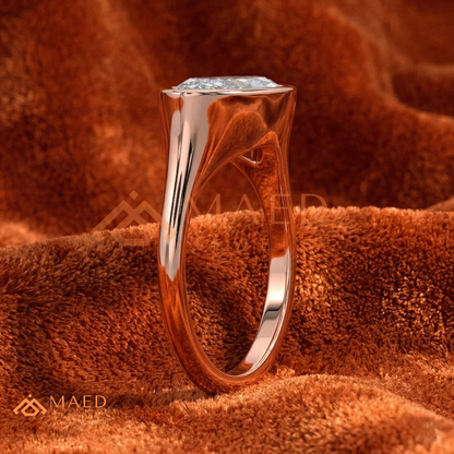 East-West Marquise Cut Bezel Engagement Ring | 14k Gold, Rose Gold & Sterling Silver Modern Solitaire Band