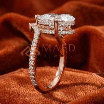 Pear Cut Chevron Engagement Ring in Sterling Silver, 14K Gold & 14K Rose Gold