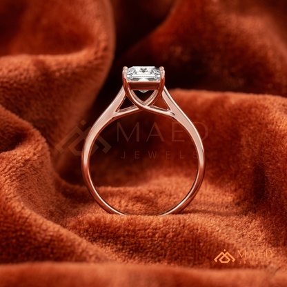 Princess Cut Solitaire Engagement Ring in 14K Gold, Rose Gold & Sterling Silver | Classic Tapered Band Promise Ring for Women