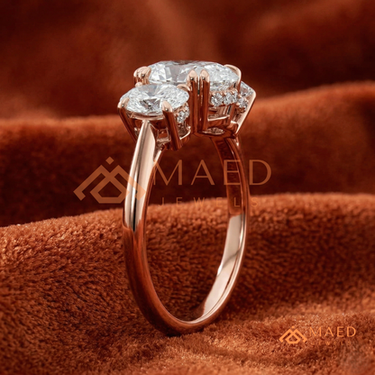 Three-Stone Oval Diamond Simulant Ring (14k White, Yellow, Rose Gold & Sterling Silver)