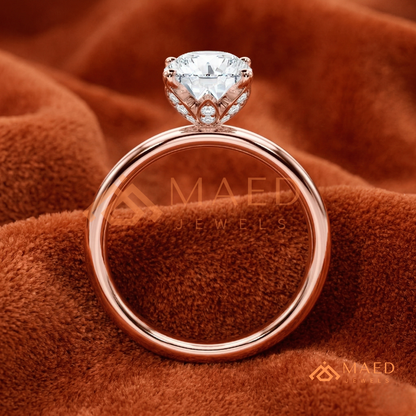 Oval Cut Solitaire Engagement Ring | Classic 4-Prong Plain Band Promise Ring | 14K Gold, Rose Gold & Sterling Silver