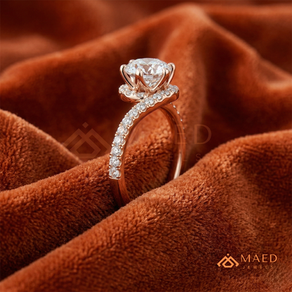 Ethereal Swirl Halo [Gemstone Type] Ring in 14K Yellow Gold, Rose Gold & Silver