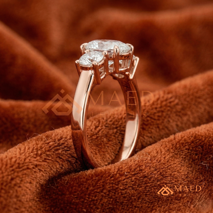 Classic Oval 3-Stone Trilogy Engagement Ring in Gold, Rose Gold & Silver
