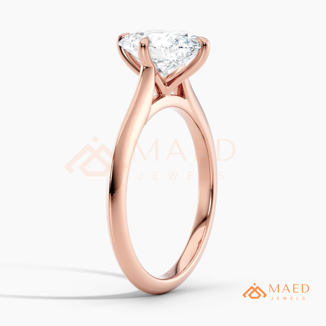 Elongated Oval Cut Solitaire Engagement Ring | 14k Gold, Rose Gold & Sterling Silver