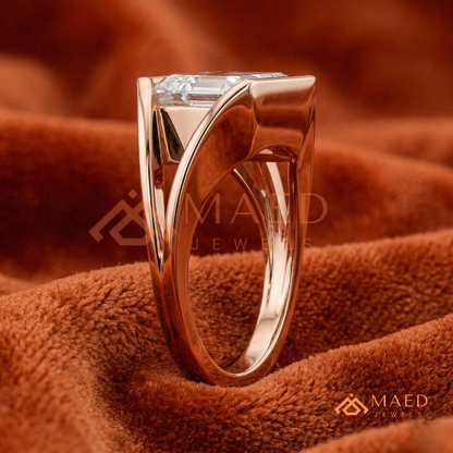 Nature-Inspired Radiant Cut Three-Stone Engagement Ring with Thorn Band in Silver, 14K Gold & Rose Gold