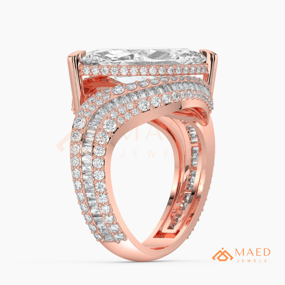 Marquise Cut Bypass Cocktail Ring in Sterling Silver, 14K Gold & 14K Rose Gold