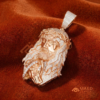 Iced Out Jesus Piece Pendant | 14K Gold, Rose Gold & Sterling Silver