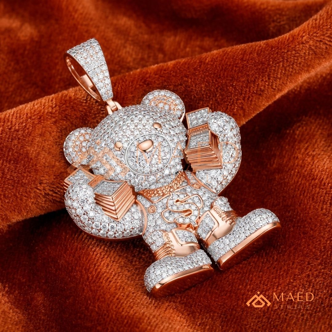 Heavy 3D Multi-Layered Baguette Cross Charm – Fully Flooded