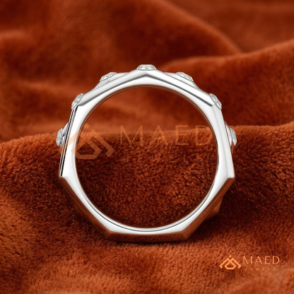 The Nexus Triple Layer Faceted Band | Flush Diamond Statement Ring