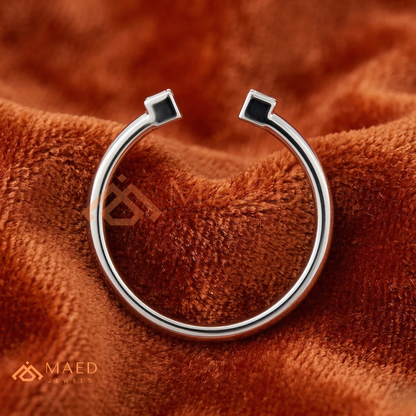 Minimalist Two-Stone Open Cigar Ring – Silver, 14K Yellow & Rose Gold