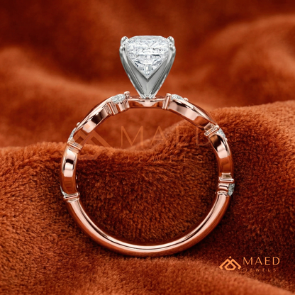 The Willow Cushion Cut Twisted Band Ring – Silver, 14K Yellow & Rose Gold