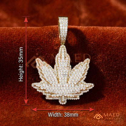 Iced Out Leaf Diamond Pendant | 14K Gold, Rose Gold & Sterling Silver