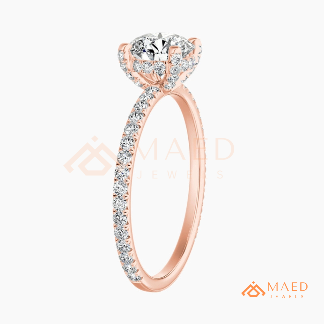 Classic Solitaire Engagement Ring with Pavé Band