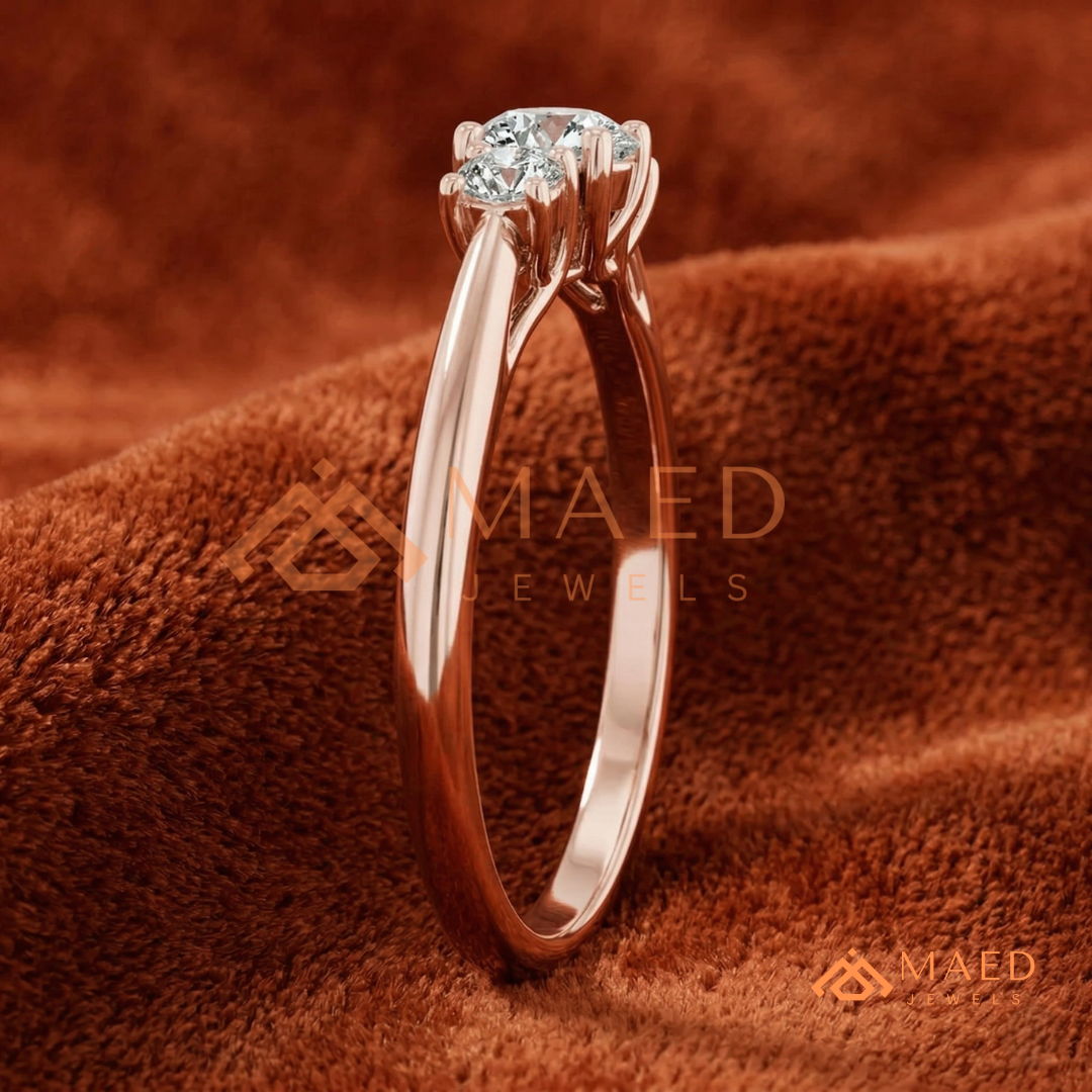 The Trinity Round Brilliant Past Present Future Ring – Silver, 14K Yellow & Rose Gold