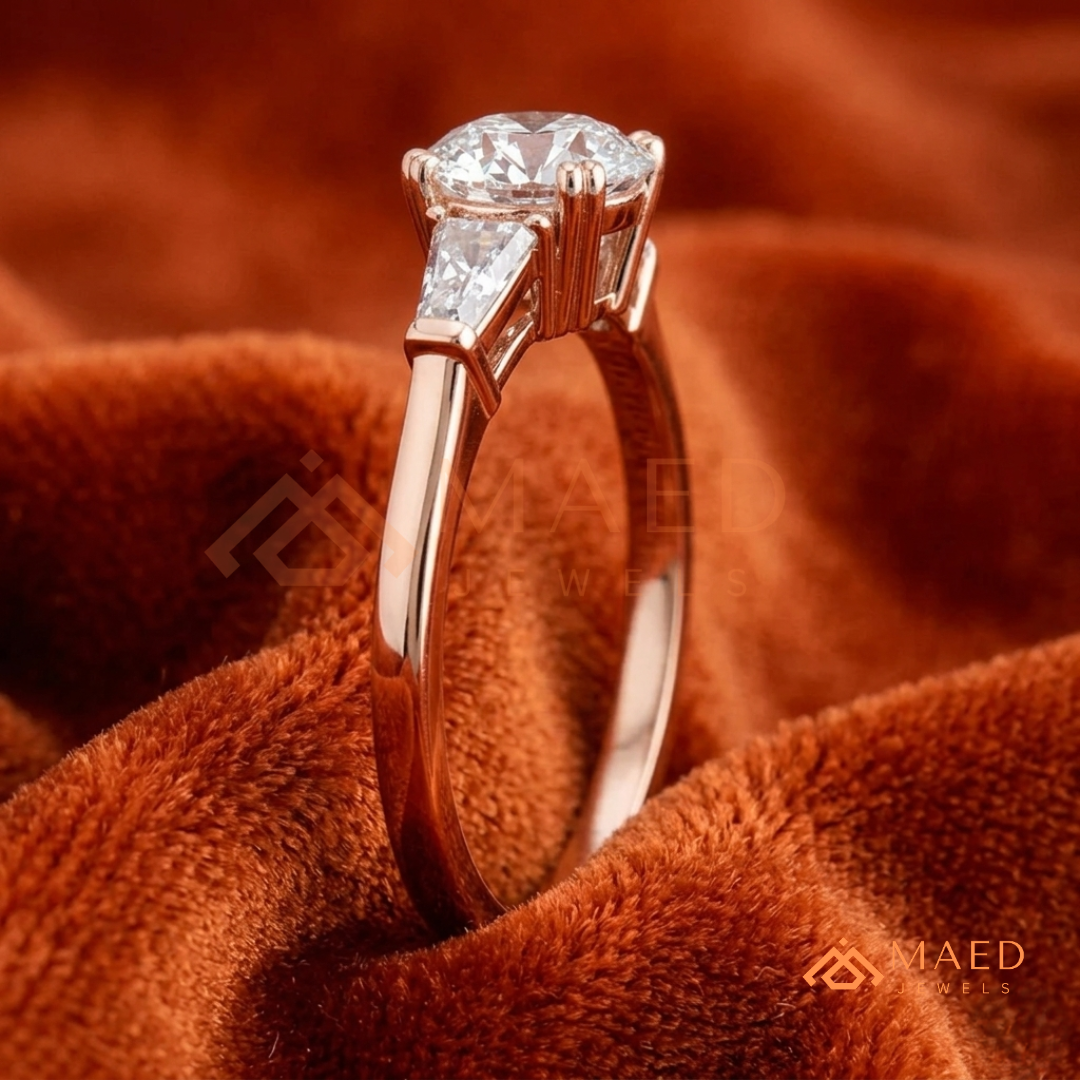 Classic 3-Stone Tapered Baguette Ring in 14K Yellow Gold, Rose Gold & Sterling Silver