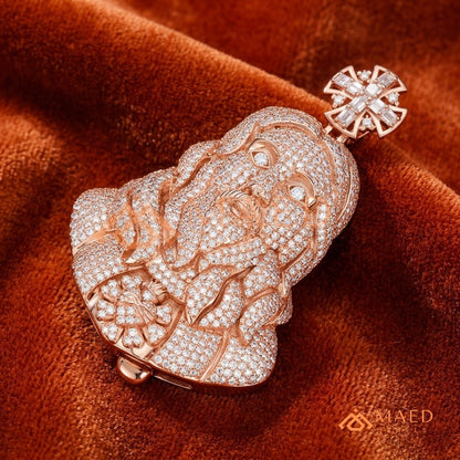 The Sovereign Sacred Heart Piece | Fully Encrusted Jesus Bust Cross Pendant