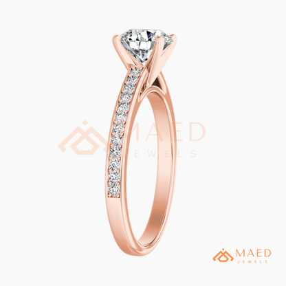 Elegant Oval-Cut Solitaire Engagement Ring with Pavé Band