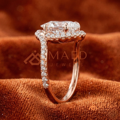 Pear Cut Halo Bypass Engagement Ring in Sterling Silver, 14K Gold & 14K Rose Gold