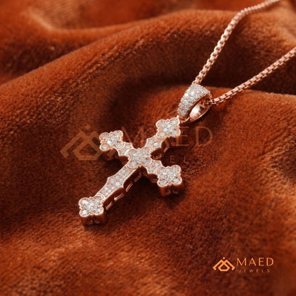 The Cathedral Pavé Cross | Ornate Trefoil Gothic Crucifix Pendant