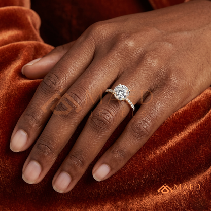 Classic Solitaire Engagement Ring with Pavé Band