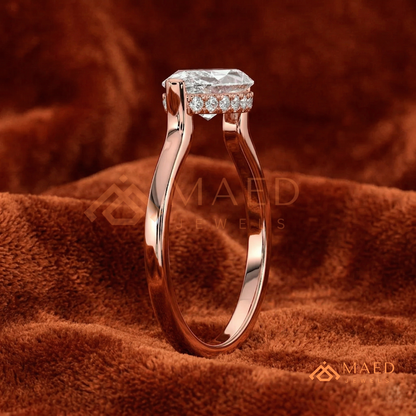 East-West Marquise Cut Engagement Ring | 14K Gold, Rose Gold & Silver Solitaire