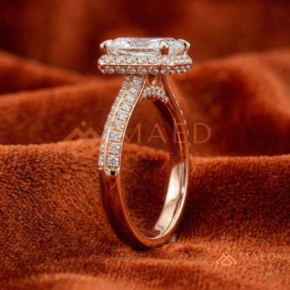 Classic Round 3-Stone Engagement Ring with Twisted Pavé Band