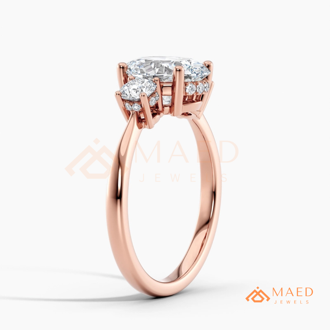 : Oval Cut 3-Stone Engagement Ring in Sterling Silver, 14K Gold & 14K Rose Gold