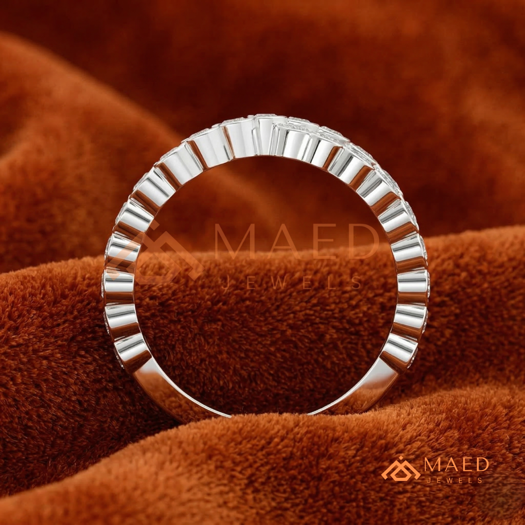 Crossover Moissanite Eternity Ring – Silver, 14K Yellow & Rose Gold
