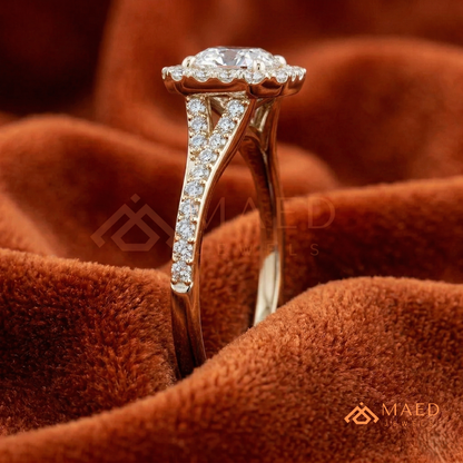 Heirloom Engraved Marquise Ring in 14K Yellow Gold, Rose Gold & Sterling Silver