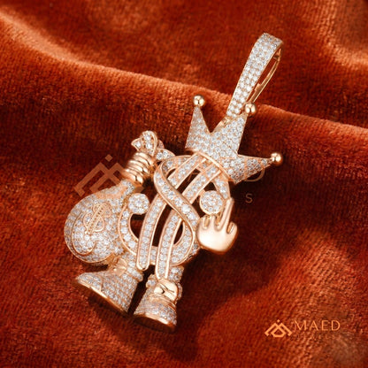 Money Bag King Diamond Pendant - 14K Gold, Rose Gold & Sterling Silver Hip Hop Charm