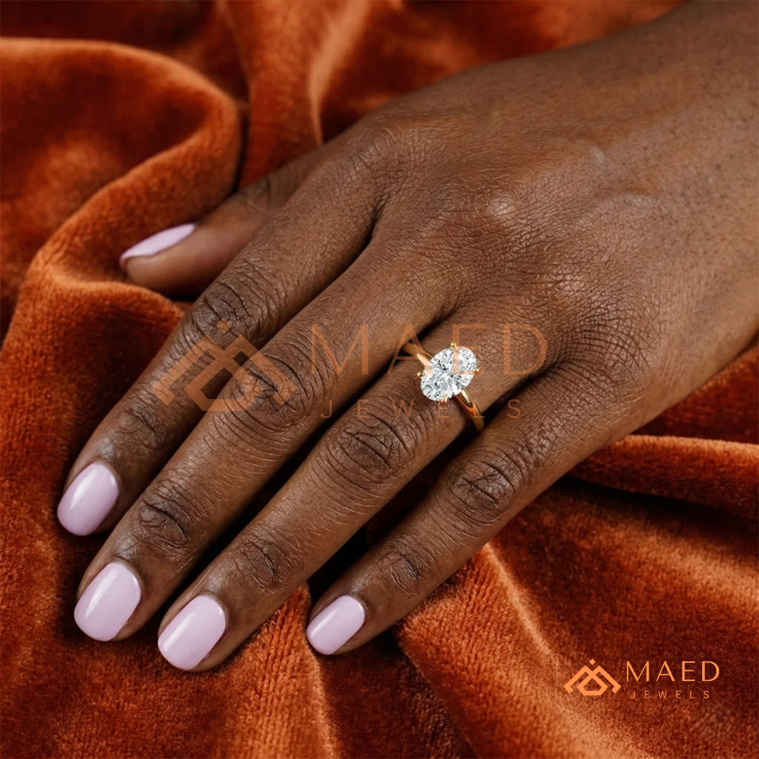Classic Oval Cut Moissanite Solitaire Ring | 14K Gold, Rose Gold & Sterling Silver Engagement Ring for Women