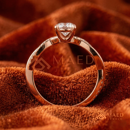 Oval Cut Twisted Infinity Engagement Ring in 14K Gold, Rose Gold & Silver | Entwined Pave Moissanite Wedding Ring for Women