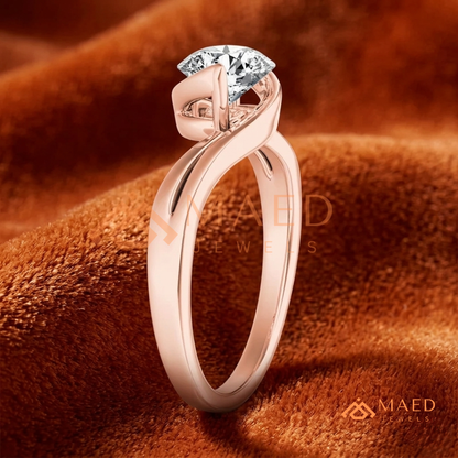 Marquise Cut Solitaire Engagement Ring with Multi-Row Pavé Band – Silver, 14K Gold, or 14K Rose Gold