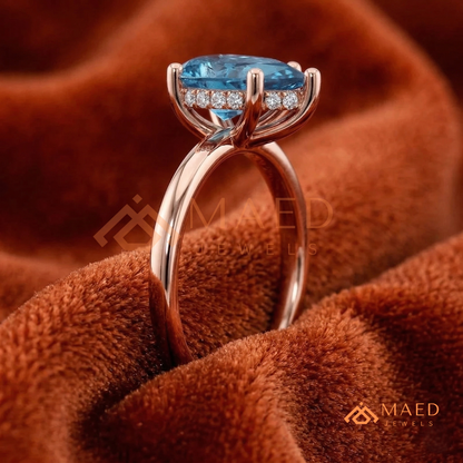 The Oceanne Pear Cut Solitaire Ring | Silver, 14K Yellow, & Rose Gold