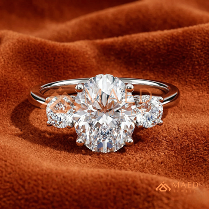 : Oval Cut 3-Stone Engagement Ring in Sterling Silver, 14K Gold & 14K Rose Gold