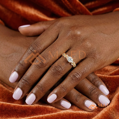 Nature Inspired Twisted Vine Engagement Ring in 14K Gold, Rose Gold & Silver