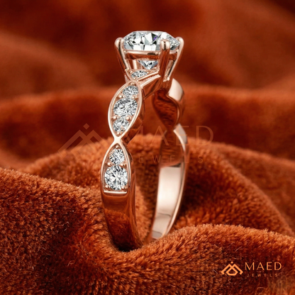 Marquise Accent Solitaire Engagement Ring – Minimalist Diamond Ring