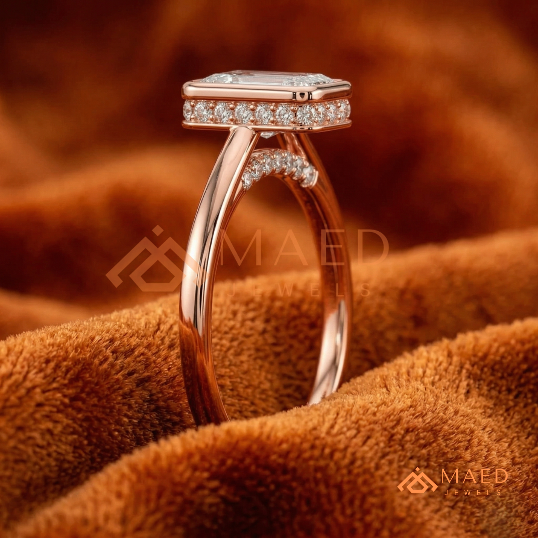 Radiant Cut Diamond Bezel Solitaire Ring | 14k Gold, Rose Gold & Sterling Silver