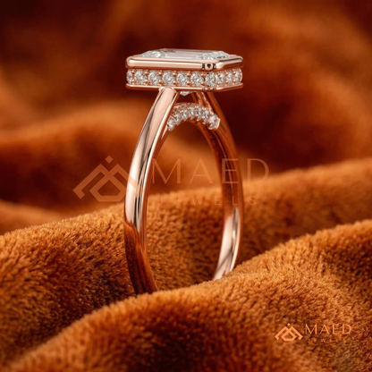Radiant Cut Diamond Bezel Solitaire Ring | 14k Gold, Rose Gold & Sterling Silver