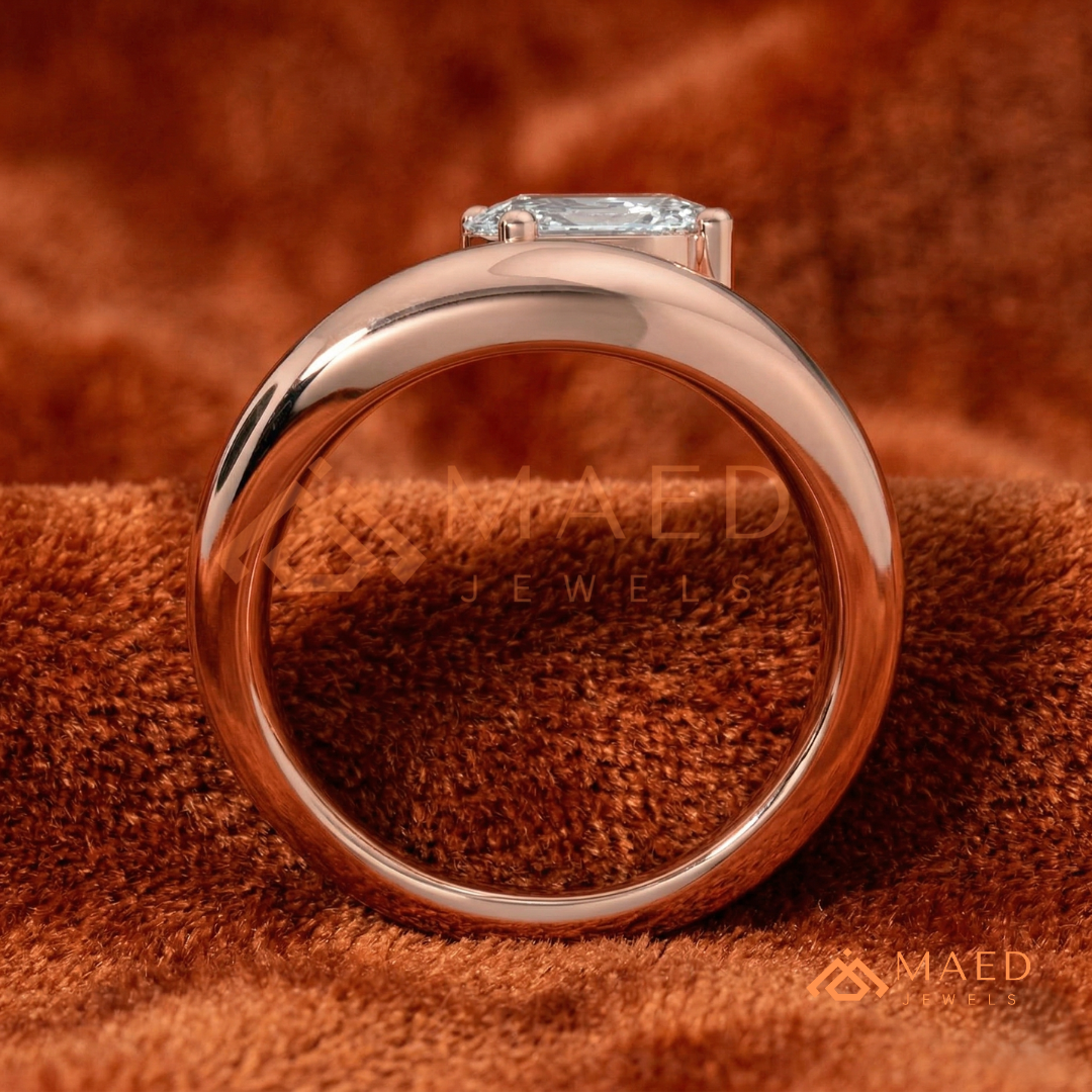 Sculptural Wave East-West Oval Engagement Ring in Silver, 14K Gold & Rose Gold