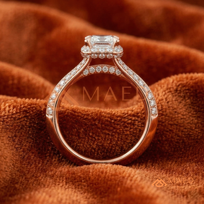 Classic Round 3-Stone Engagement Ring with Twisted Pavé Band