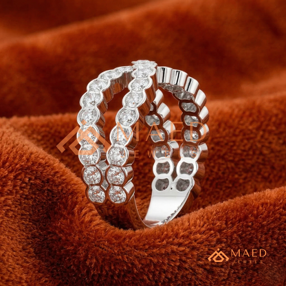Crossover Moissanite Eternity Ring – Silver, 14K Yellow & Rose Gold