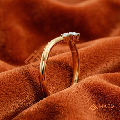 Pear Cut Cluster Chevron Wedding Band | V-Shaped Wishbone Tiara Ring in Silver, 14K Gold, & Rose Gold