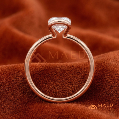 The Aria Oval Half-Bezel Engagement Ring – Silver, 14K Yellow & Rose Gold